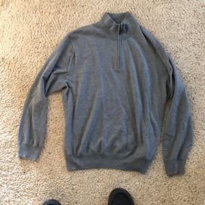 Jos A Bank 100% Merino Wool Gray Sweater 1/4 zip Large